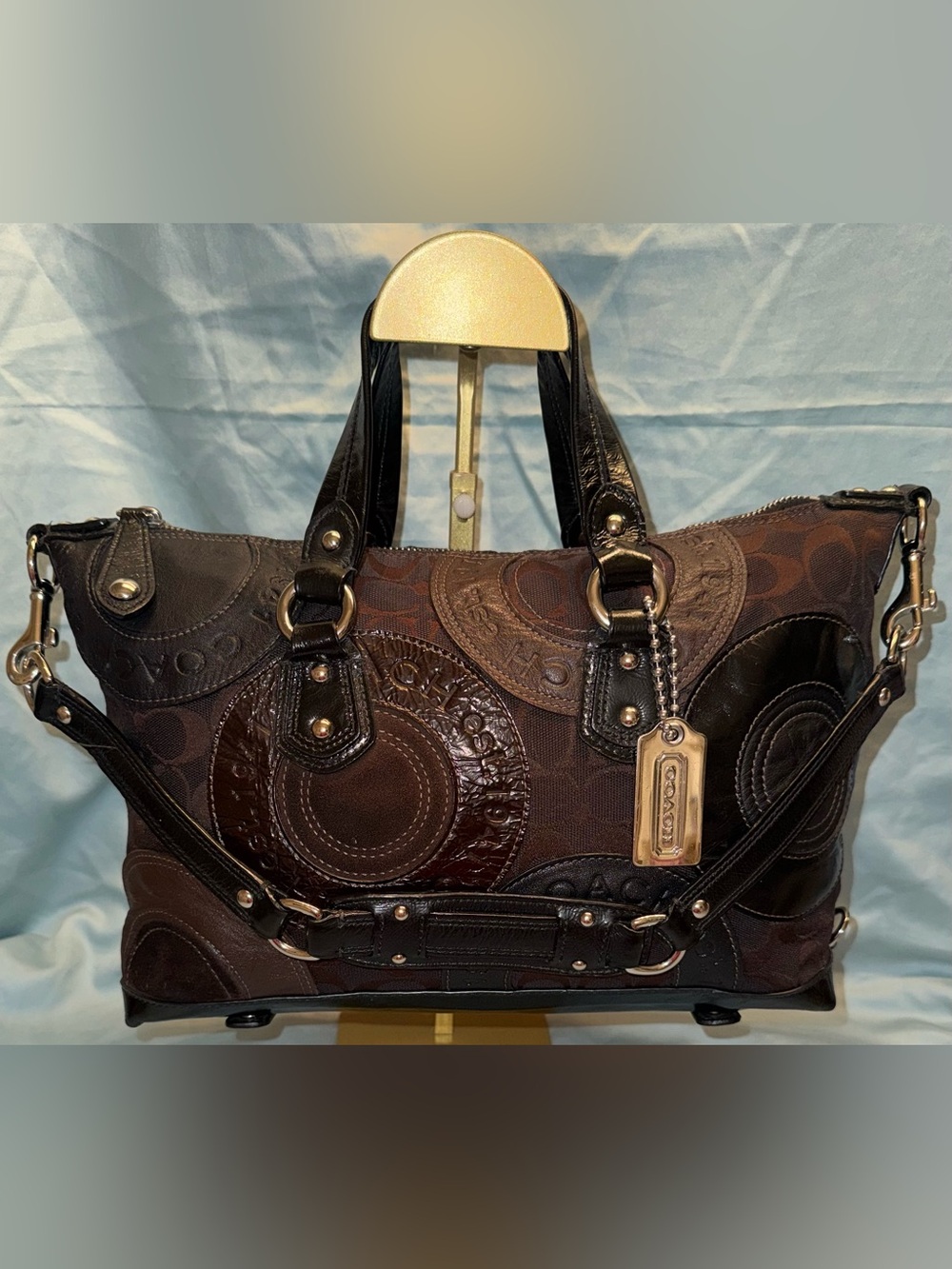 Coach Ashley Patchwork Satchel F15474 Authentic - Picture 2 of 13